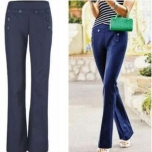 CAbi Dark Blue Flare Pants with Button Accents